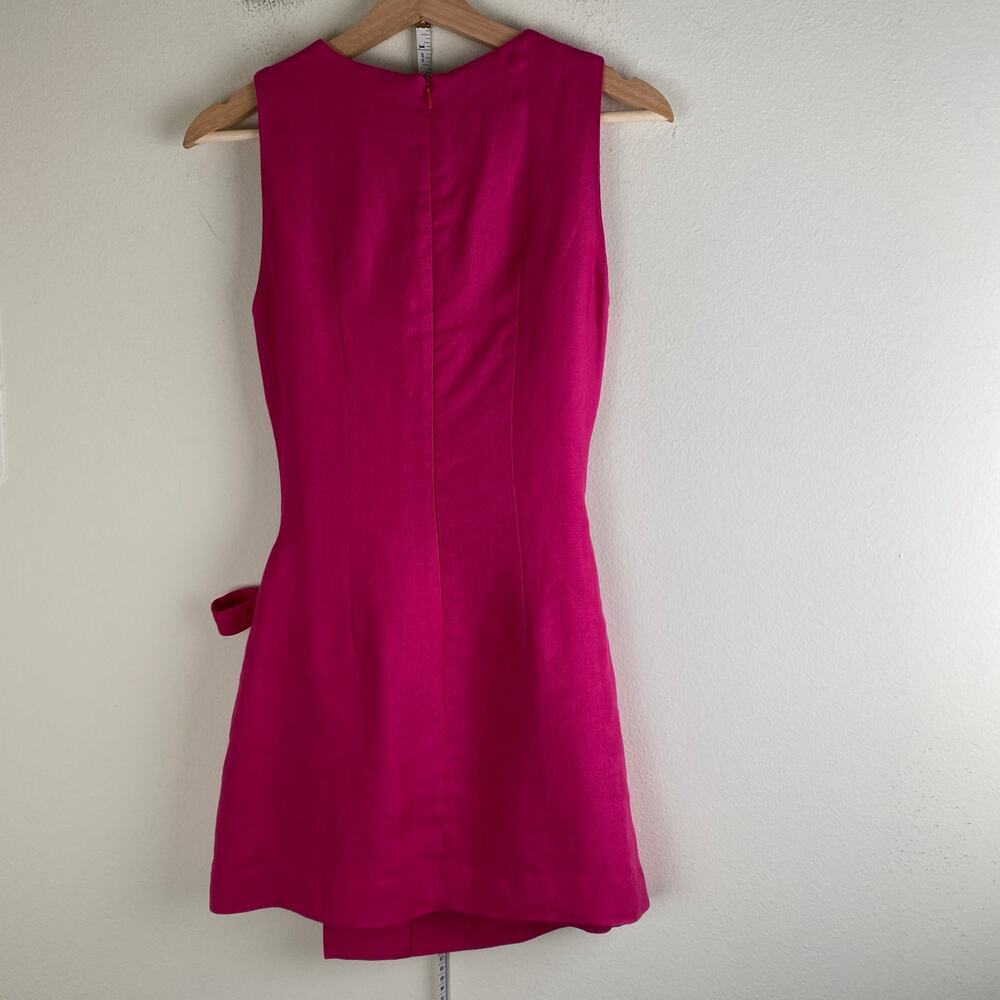 Bondi Born Martinique Linen Mini Dress Fuchsia Pink Wrap XS - Picture 11 of 16